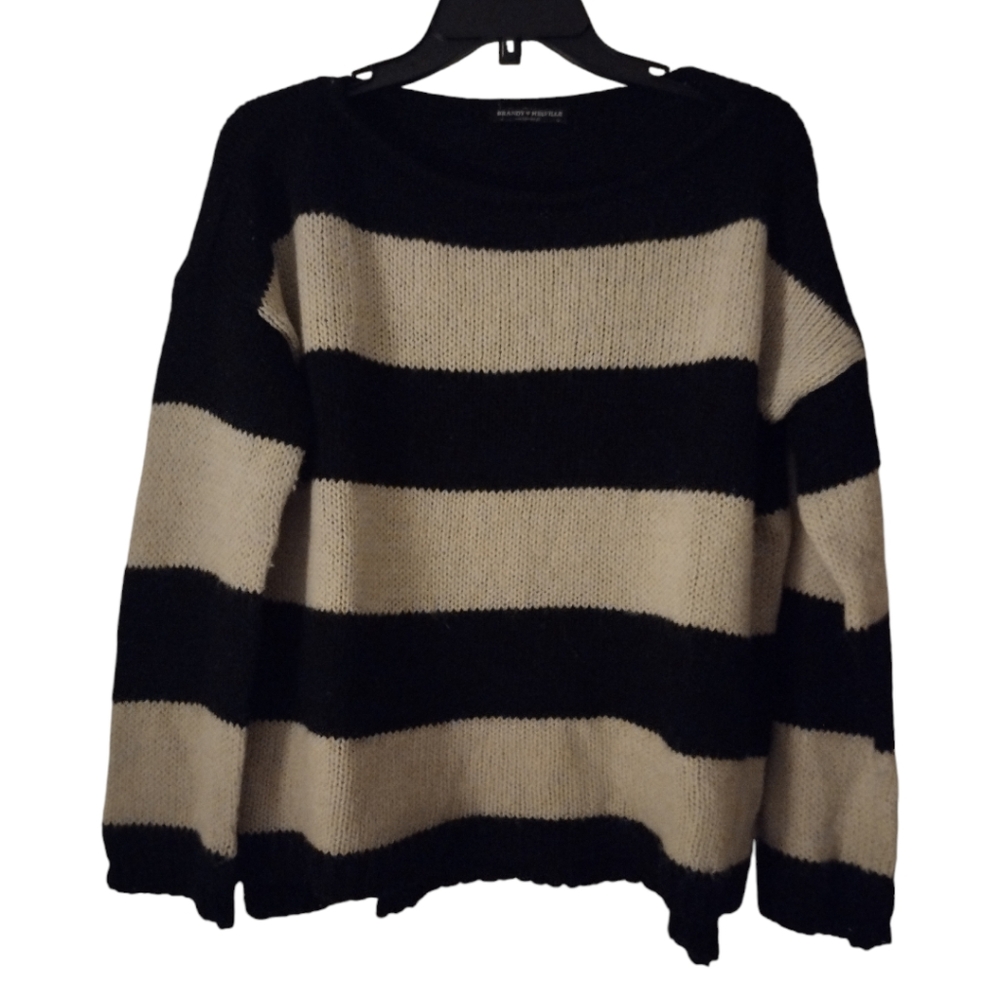 Brandy Melville black and cream striped wool blend sweater one size fits All